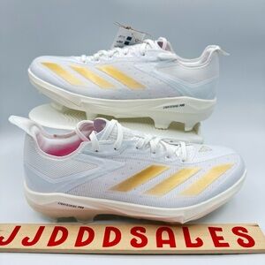 Adidas Adizero Electric+ TPU Baseball Cleats IF3265 White Metallic Gold Men 7.5